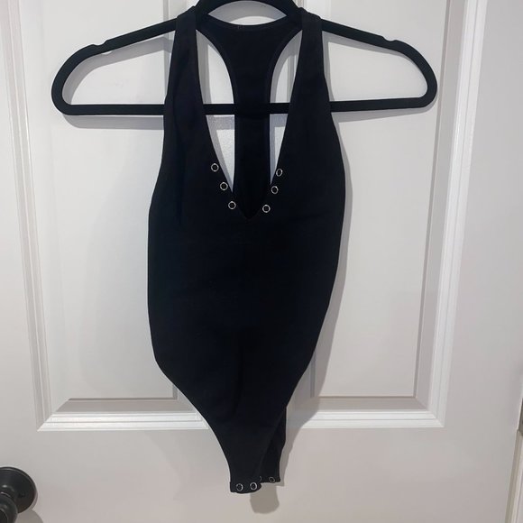 Tops - Black Sleeveless Racerback Body Suit -‎ Size Small